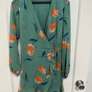 Flower printed wrap dress
